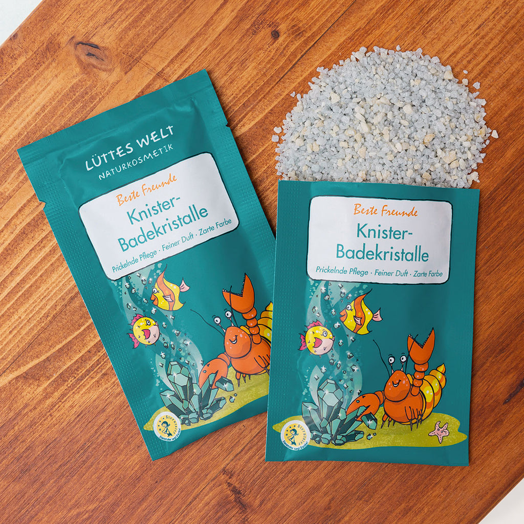 Lüttes Welt Knister-Badekristalle, 80g, Motiv: Beste Freunde