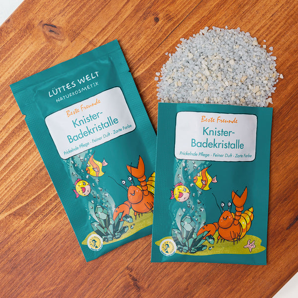Lüttes Welt Knister-Badekristalle, 80g, Motiv: Beste Freunde