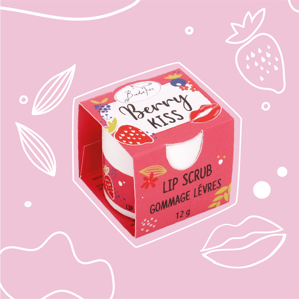 Badefee Lippenpeeling Berry Kiss  Zuckerpeeling mit Beerenduft & Bienenwachs, mikroplastikfrei