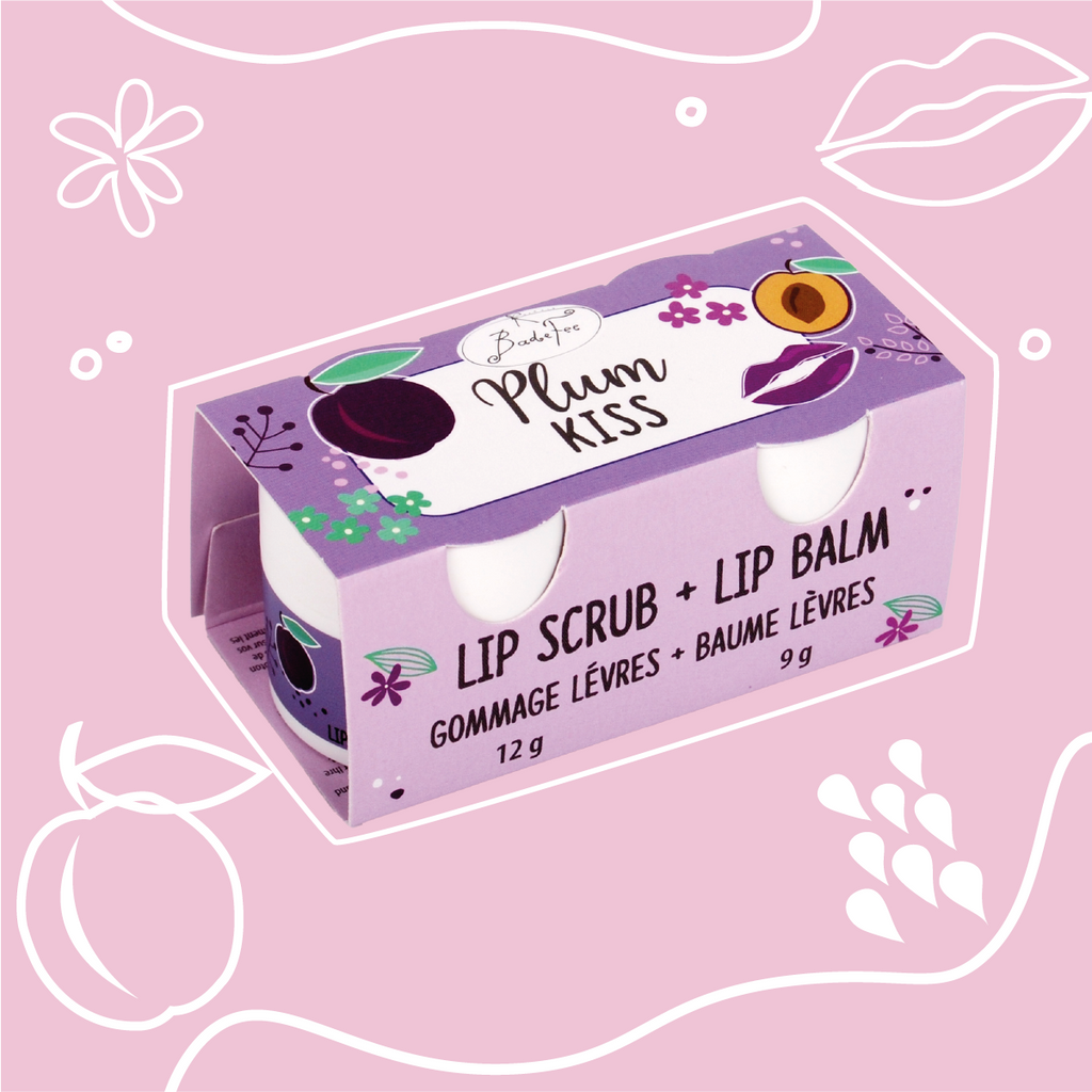 Badefee Lippenpflege Duo Plum Kiss  Peeling & Balsam mit Bienenwachs & natürlichem Duft, mikroplastikfrei