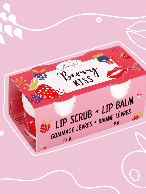 Badefee Lippenpflege Duo Berry Kiss Peeling & Balsam mit Bienenwachs & Beerenduft, mikroplastikfrei