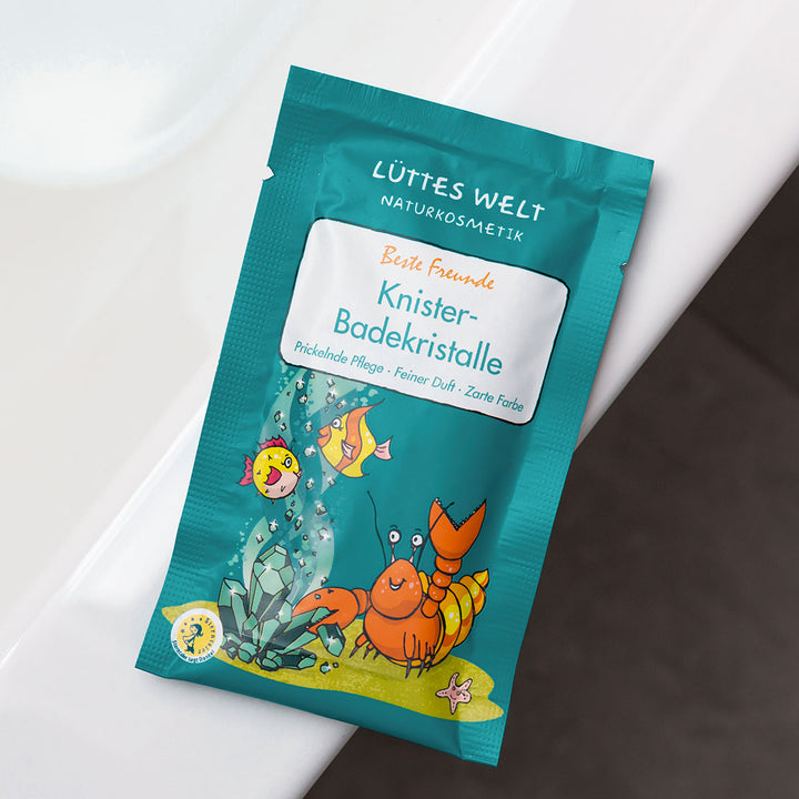 Lüttes Welt Knister-Badekristalle, 80g, Motiv: Beste Freunde