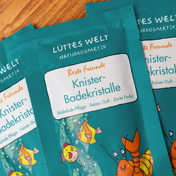 Lüttes Welt Knister-Badekristalle, 80g, Motiv: Beste Freunde