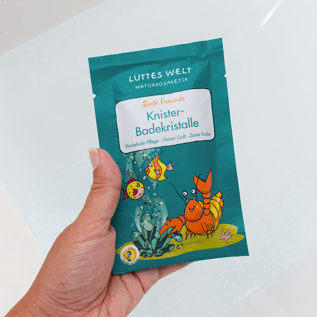 Lüttes Welt Knister-Badekristalle, 80g, Motiv: Beste Freunde