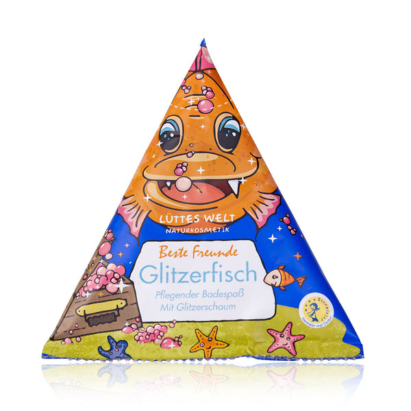 Lüttes Welt Bade Vulkan, 70g, Motiv: Beste Freunde Glitzerfisch