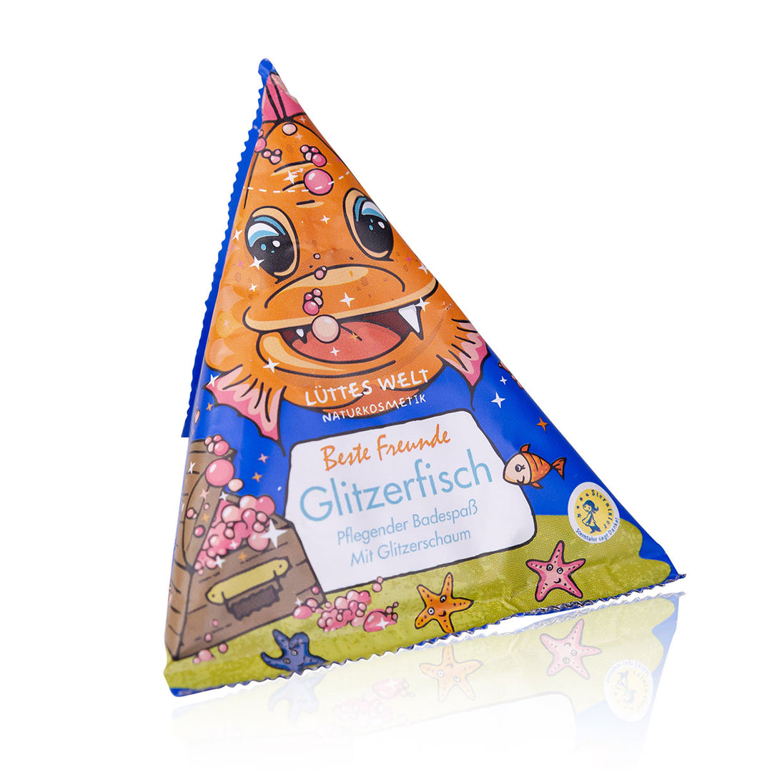 Lüttes Welt Bade Vulkan, 70g, Motiv: Beste Freunde Glitzerfisch