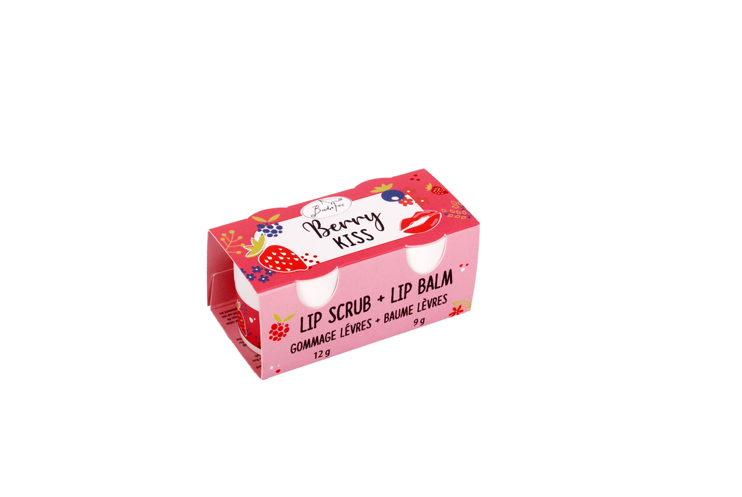 Badefee Lippenpflege Duo Berry Kiss  Peeling & Balsam mit Bienenwachs & Beerenduft, mikroplastikfrei