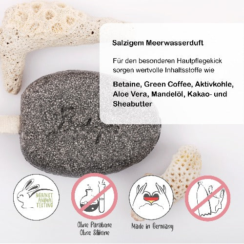 Badefee Feste Dusche mit Meeresfrische-Duft & Aktivkohle