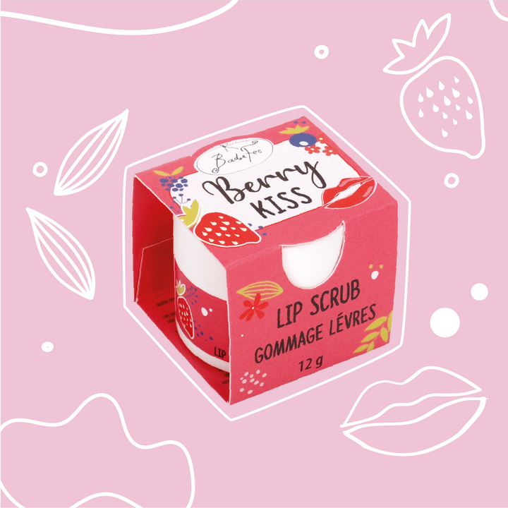 Badefee Lippenpeeling Berry Kiss  Zuckerpeeling mit Beerenduft & Bienenwachs, mikroplastikfrei