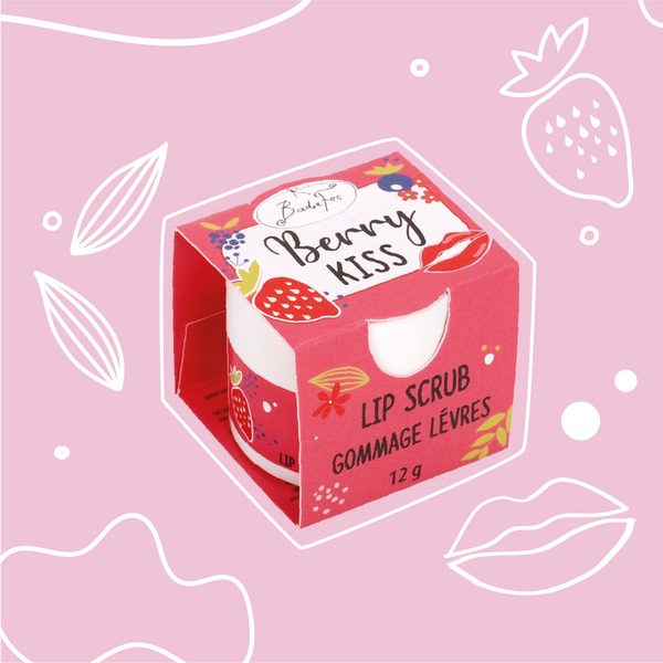 Badefee Lippenpeeling Berry Kiss  Zuckerpeeling mit Beerenduft & Bienenwachs, mikroplastikfrei