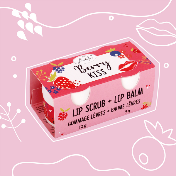 Badefee Lippenpflege Duo Berry Kiss  Peeling & Balsam mit Bienenwachs & Beerenduft, mikroplastikfrei